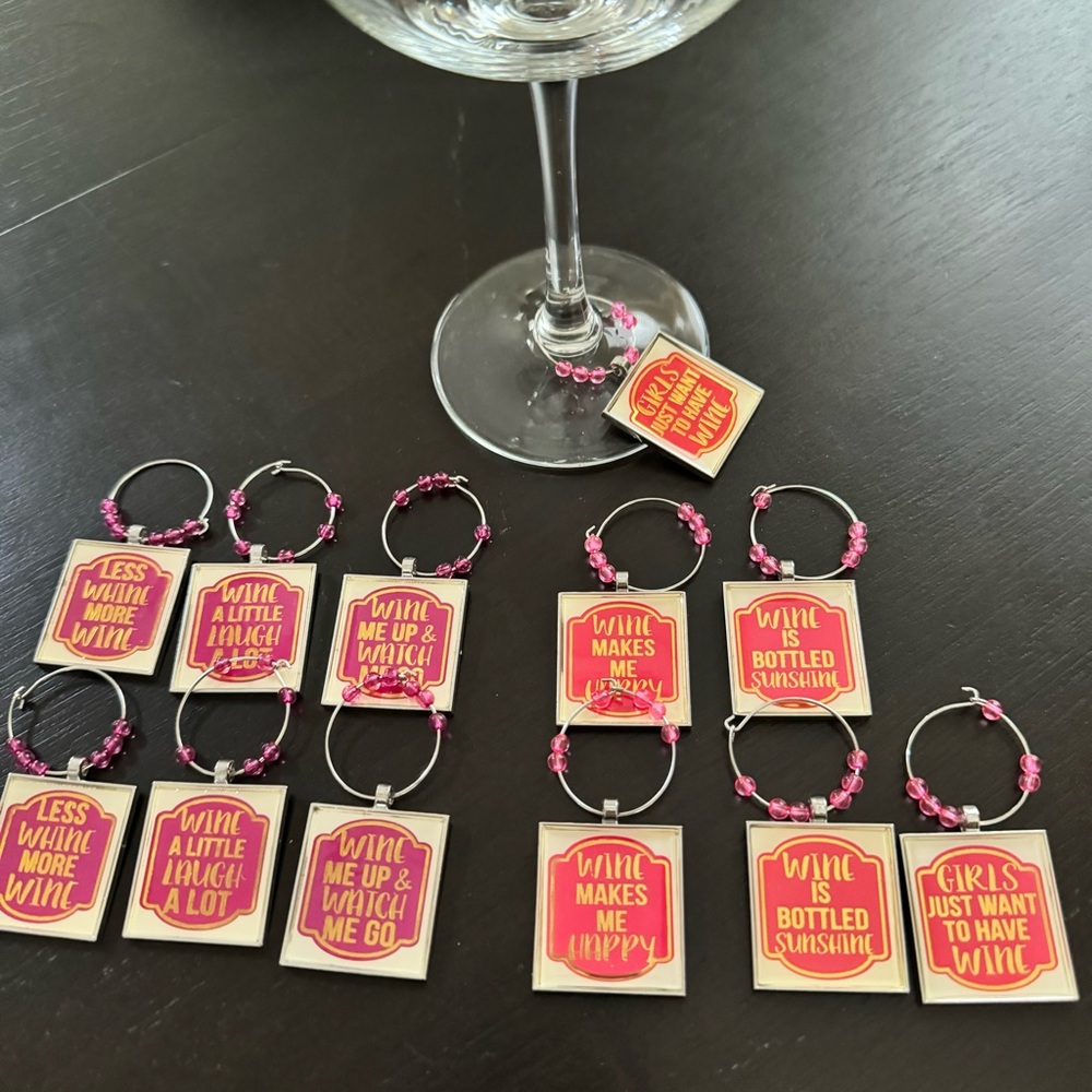 Wine charms Wine Glass Charm Set of 6 wine tag x2 (12 charms total)